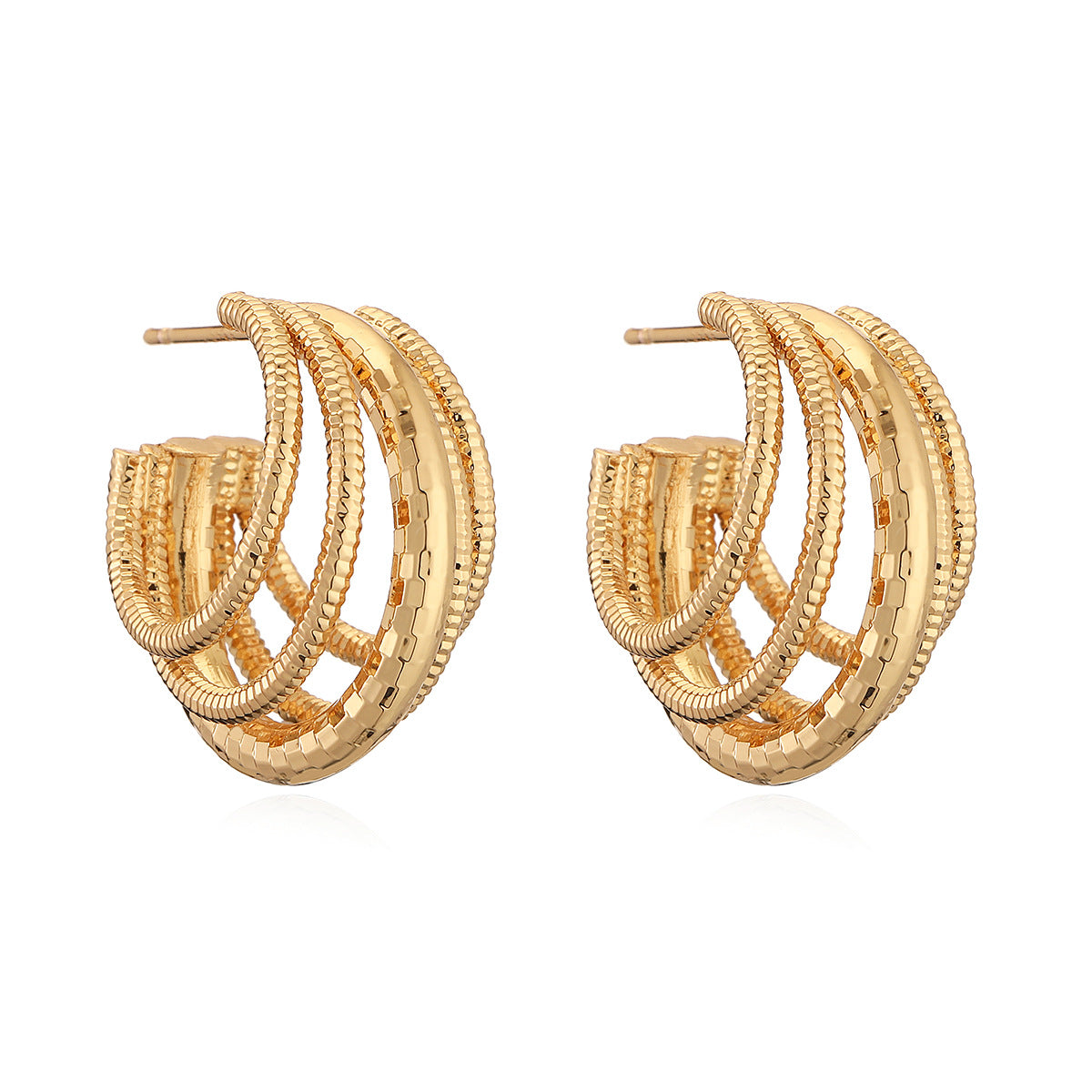 Orecchini da donna geometrici minimalisti in rame placcato oro 18 carati, orecchini a perno alla moda di ispirazione vintage dalla forma irregolare