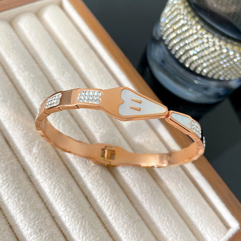 Minimalist Luxury Geometric Snake Chain Titanium Steel Cuff Bracelet for Women
