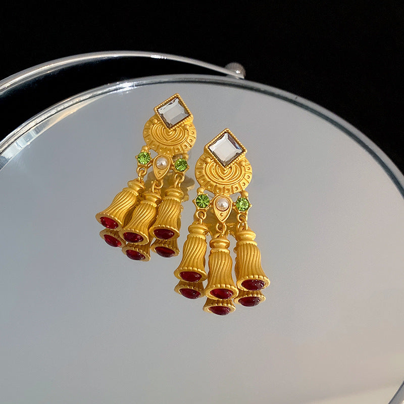 Vintage Pearl Drop Earrings with Gold Plating Stainless Steel Posts for Women