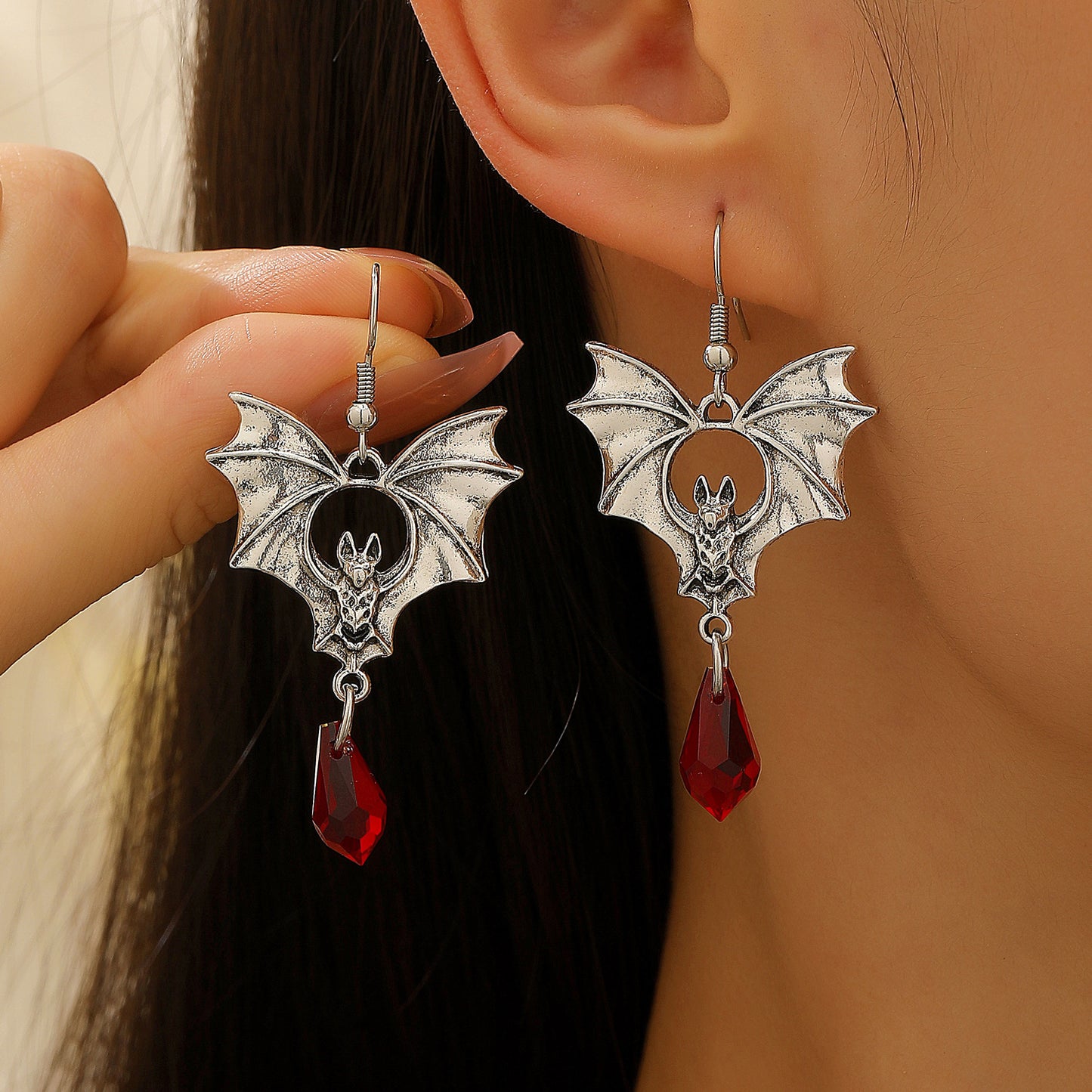 Pendientes colgantes de murciélago y araña estilo gótico para mujer, pendientes de aleación de zinc galvanizados, declaración de moda oscura para Halloween