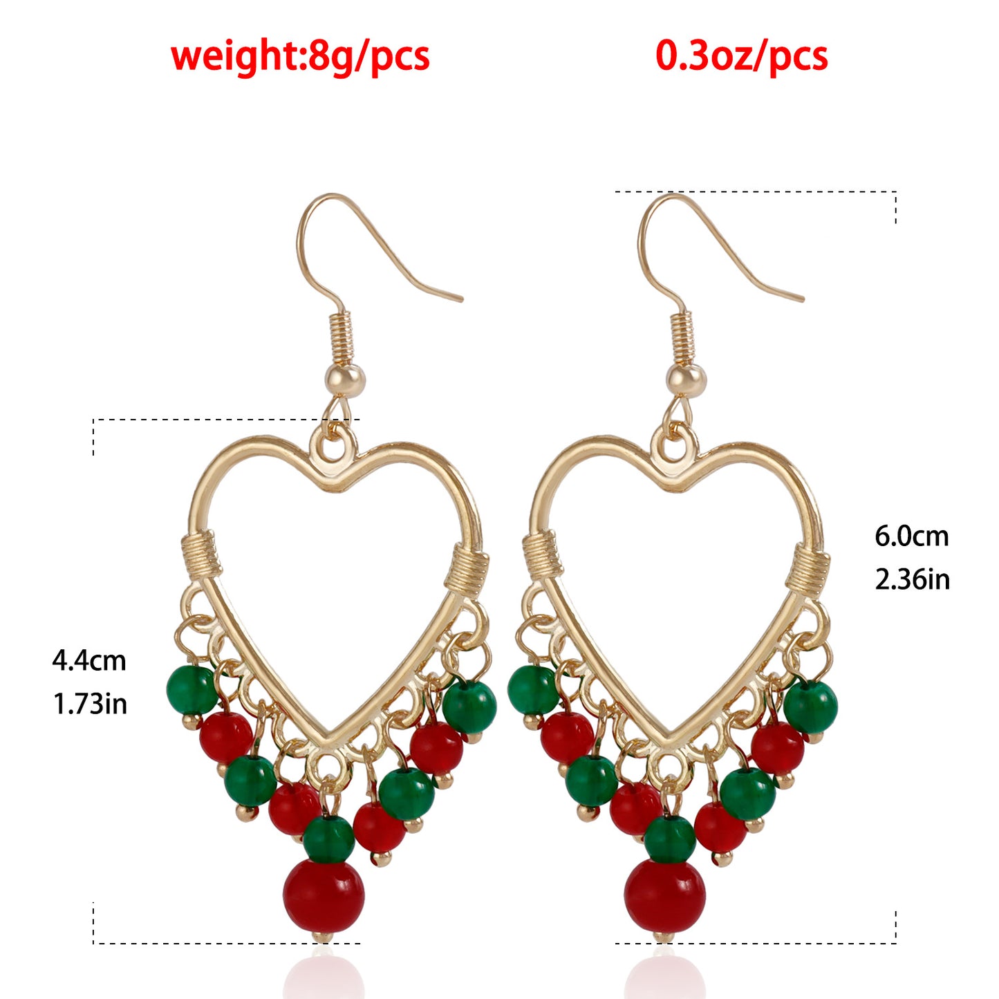 Geometric Hollow Large Heart Tassel Earrings for Women with Colorful Crystal Accents and Electroplated Metal Finish