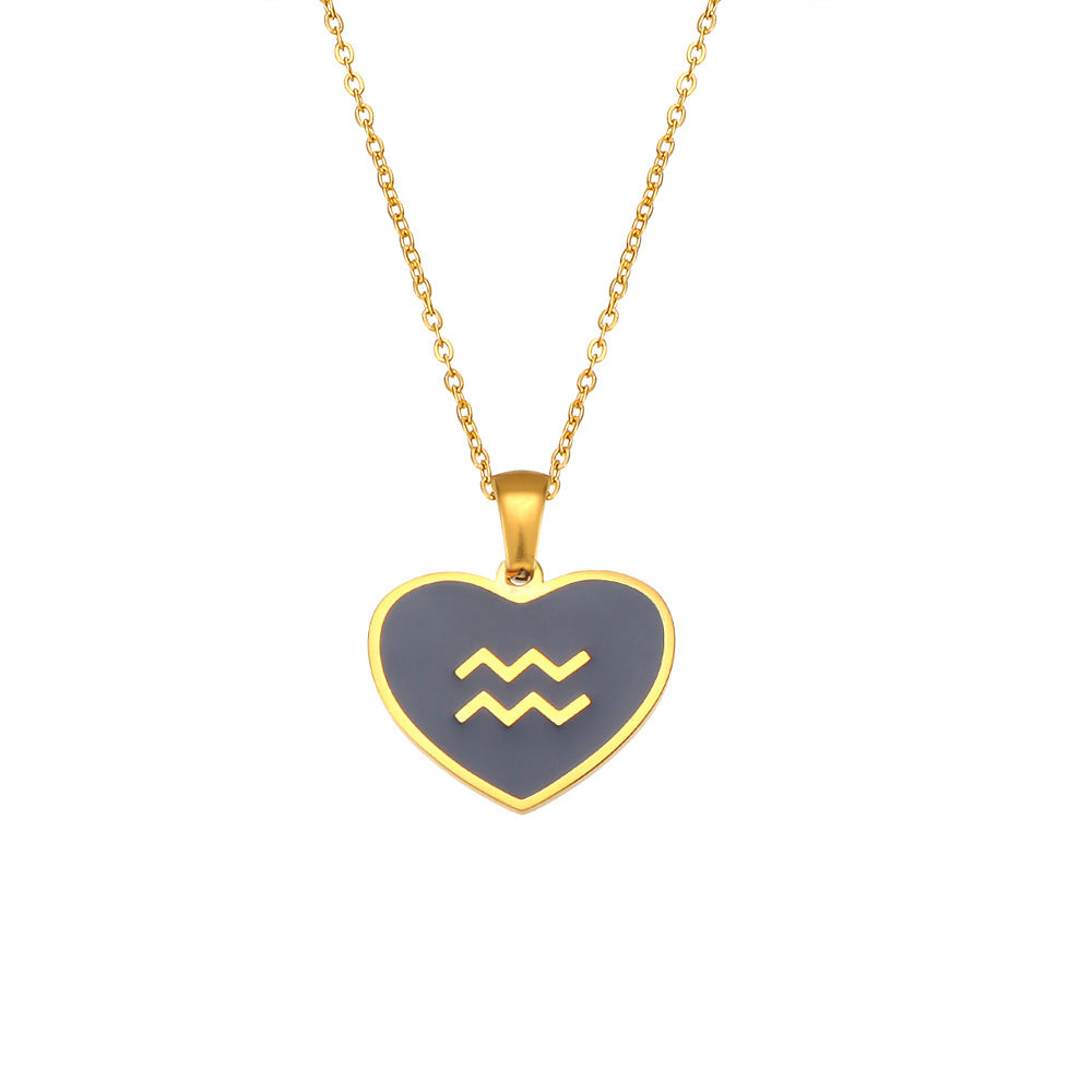 Collana Pendente Segno Zodiacale Minimalista da Donna in Acciaio Inossidabile con Finitura Smaltata