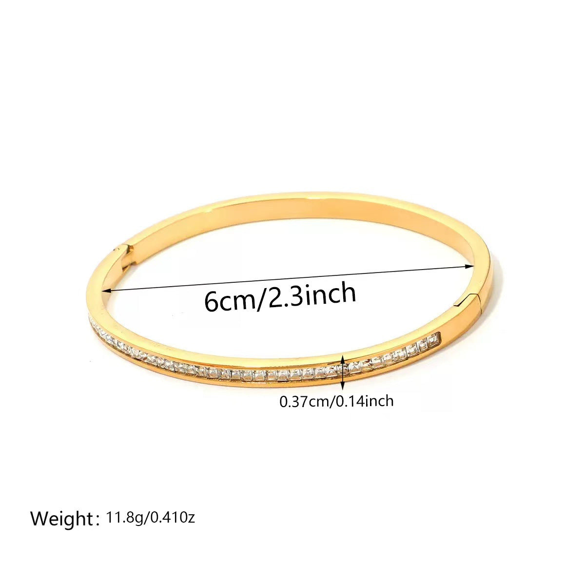 Elegant 18K Gold Plated Stainless Steel Cubic Zirconia Geometric Clover Nail Bracelet