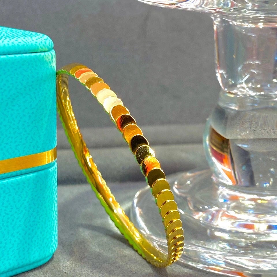 Pulsera elegante de acero inoxidable con diseño de escamas de pez para mujer con acabado chapado, accesorio de moda minimalista
