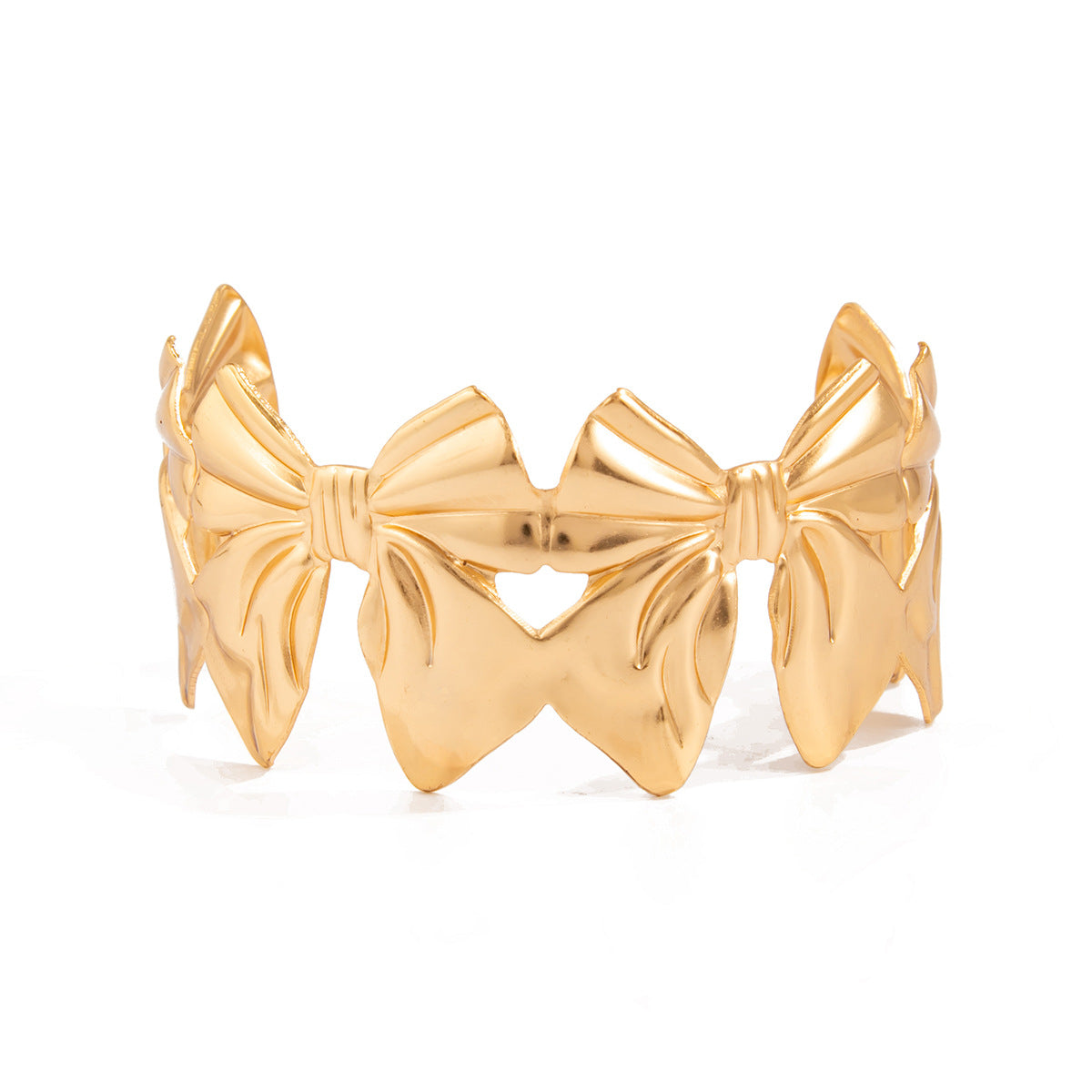 Bracciale regolabile minimalista da donna in metallo a forma di fiocco con finitura placcata