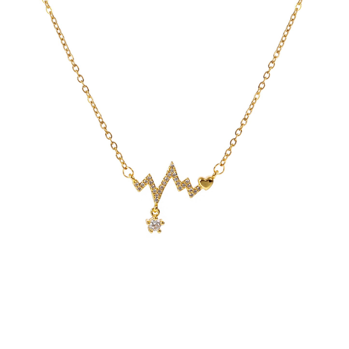 Collana a ciondolo ECG a battito cardiaco in acciaio al titanio con finitura galvanica, design geometrico, stile fresco e dolce per le donne