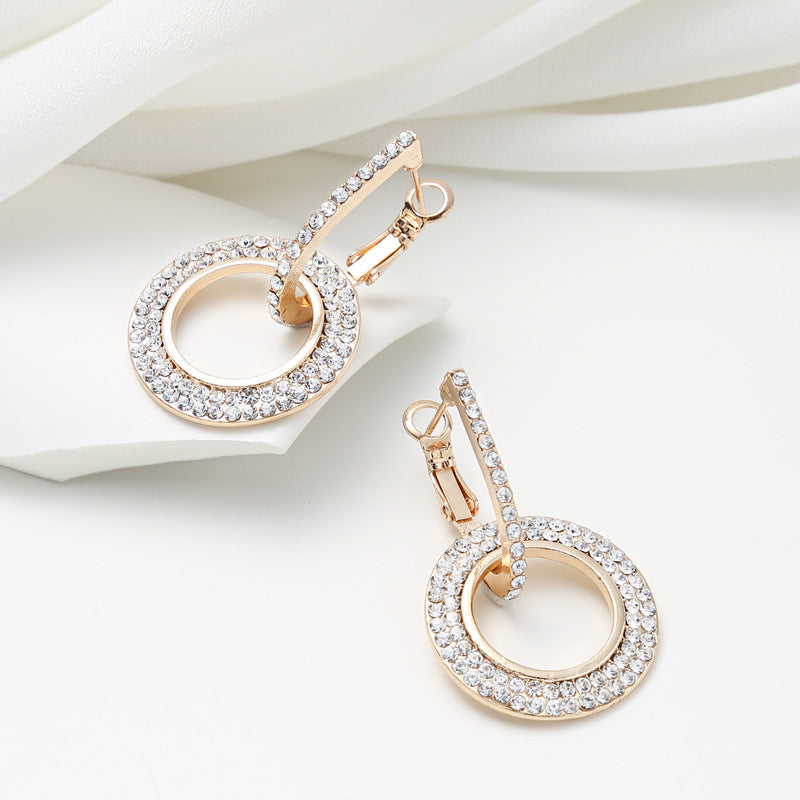 Minimalist Geometric Alloy Stud Earrings with Zircon Inlay for Women