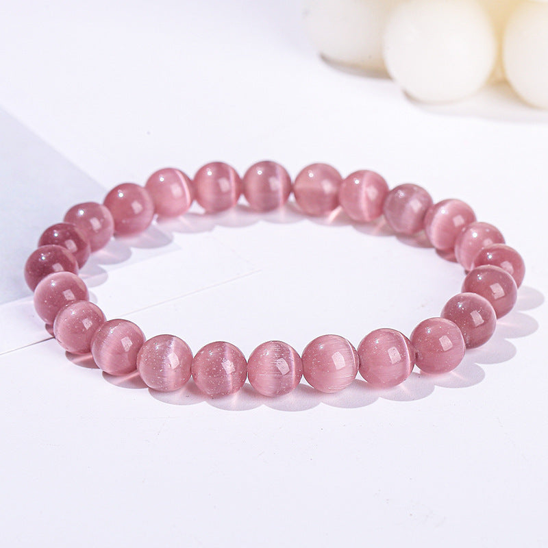 Elegant Round Cat's Eye Stone Beaded Bracelet for Women