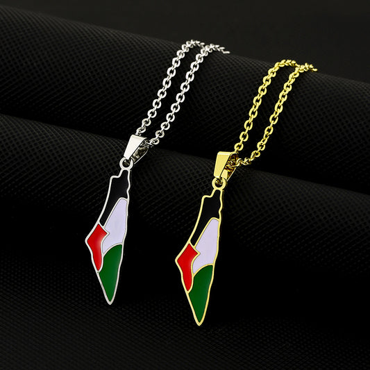 Collana con Pendente Geometrico Vintage in Acciaio Inossidabile con Finitura Smaltata e Catena O per Unisex
