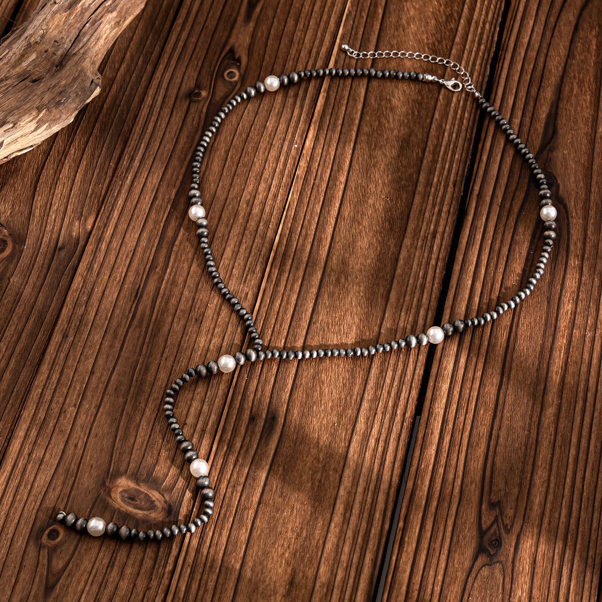 Collar largo étnico en forma de Y con cuentas y borlas de perlas simuladas para mujer Diseño geométrico Material CCB