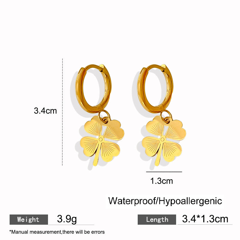 Elegant Titanium Steel Drip Oil Plated Stud Earrings for Women