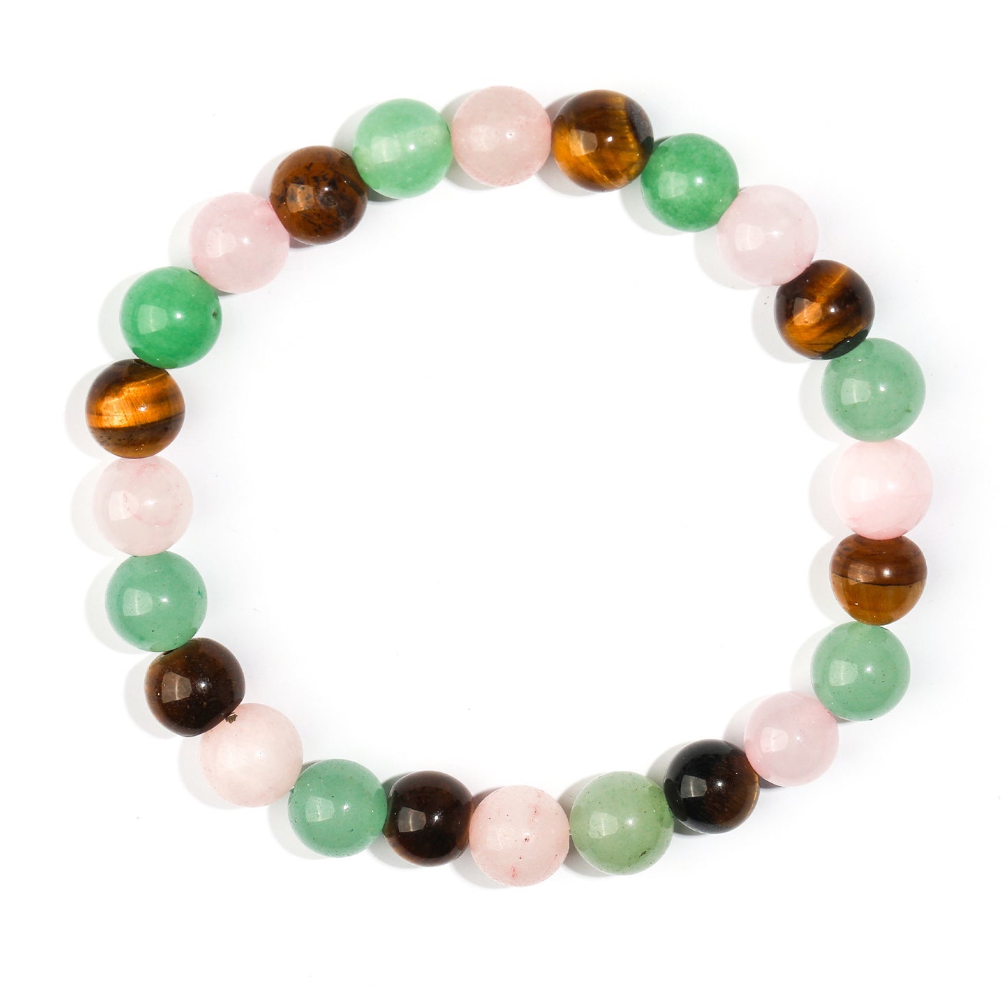 Minimalist Natural Agate and White Turquoise Crystal Beaded Bracelet 8mm Geometric Pattern Unisex Stretch Cord Handmade Jewelry