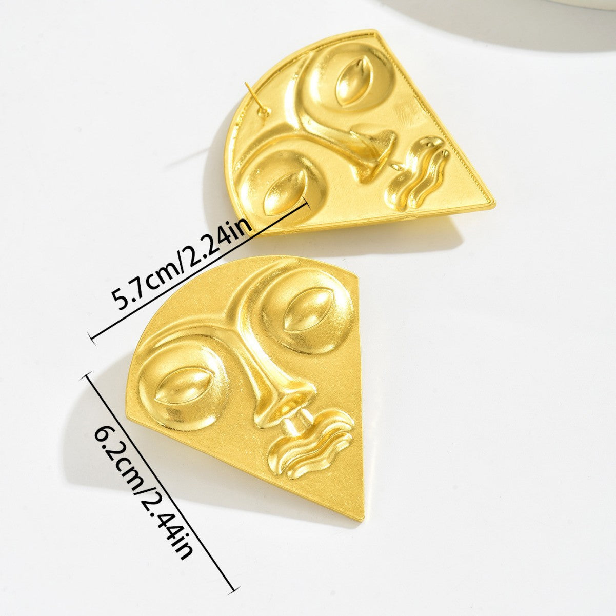 Pendientes de Expresión Facial Geométrica Estilo Vintage para Mujer con Base de Cobre y Acabado Bañado