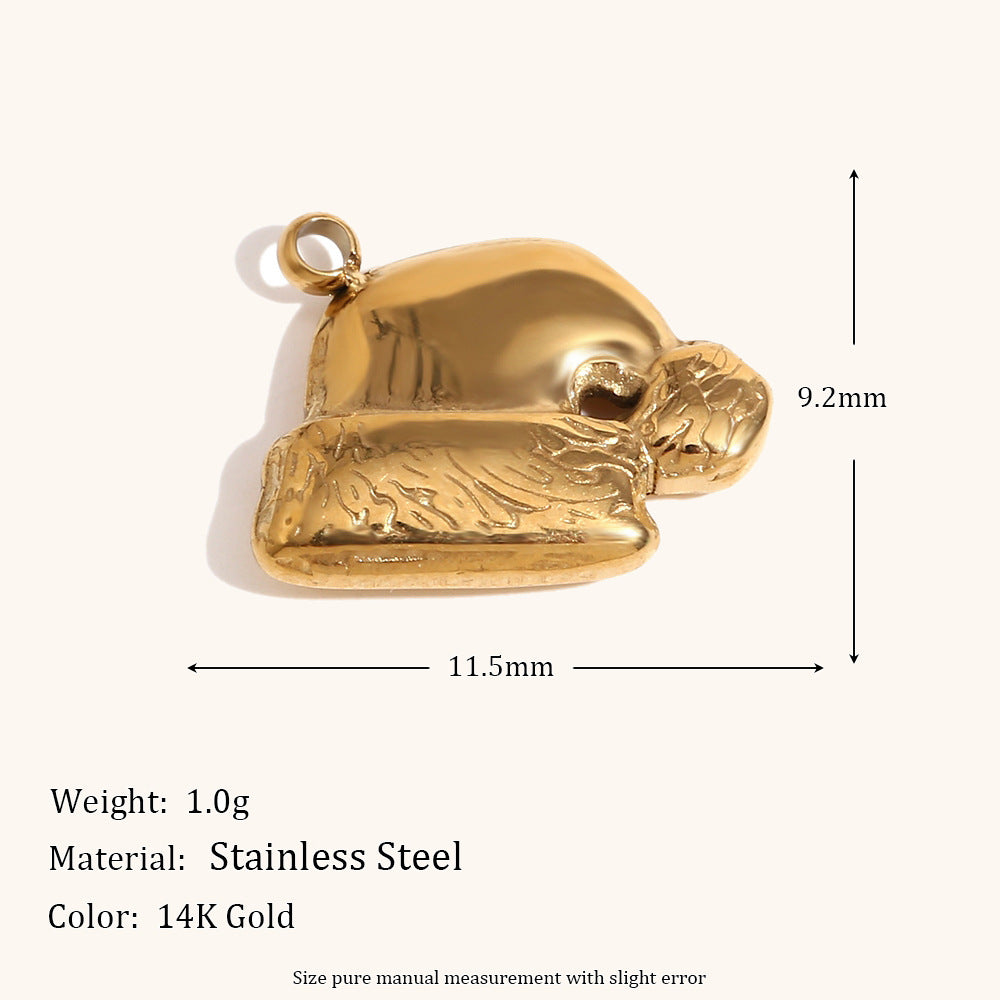 Ciondolo a tema natalizio con alce e fiocco di neve in acciaio inossidabile con placcatura in oro 14K da donna, accessorio festivo per le vacanze