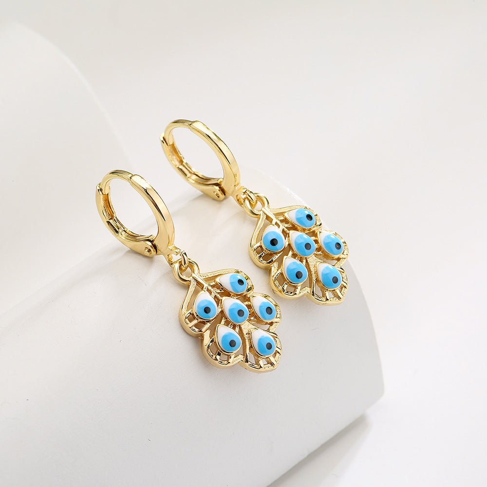 Orecchini in rame a farfalla geometrica trendy con placcatura in oro 18K e zircone smaltato