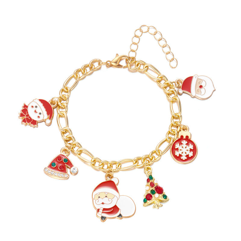 Pulsera de Copo de Nieve y Perlas en Tonos Caramelo Temática Navideña con Base de Aleación, Joyería Artesanal Unisex para las Fiestas