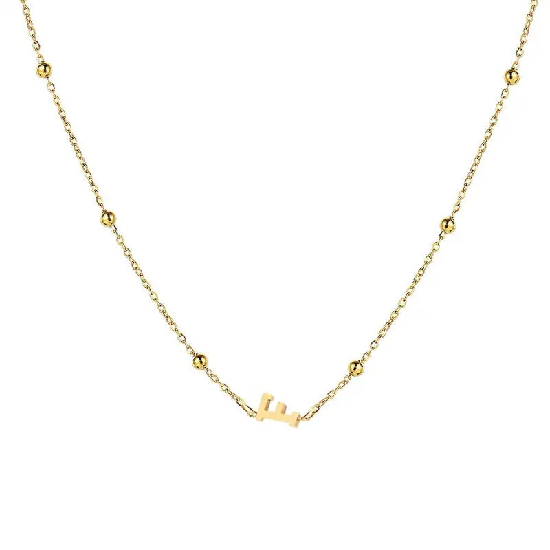 Collana con Lettera in Acciaio Inossidabile Placcato Oro Minimalista con Catena a Sfera