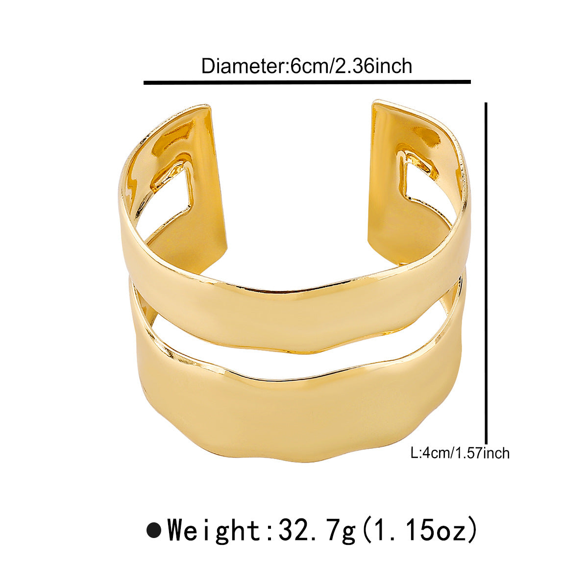 Bracciale rigido geometrico minimalista in metallo placcato da donna