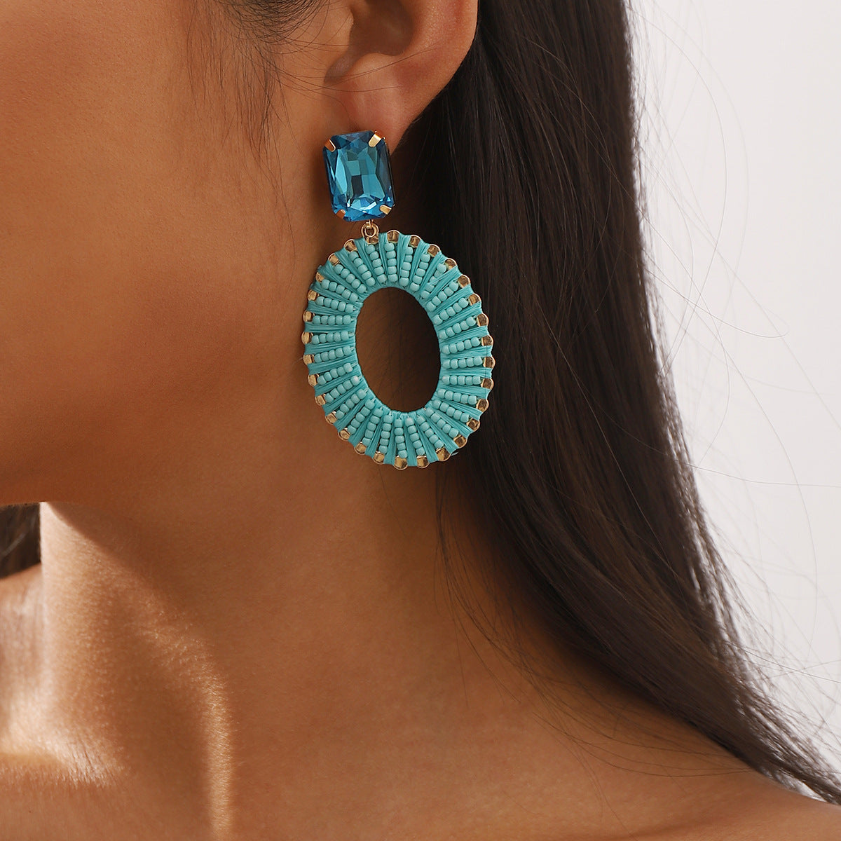Pendientes Geométricos Minimalistas con Cuentas para Mujer Base de Hierro Hecha a Mano con Cuentas Miyuki de Colores Joyería Casual de Verano para Vacaciones