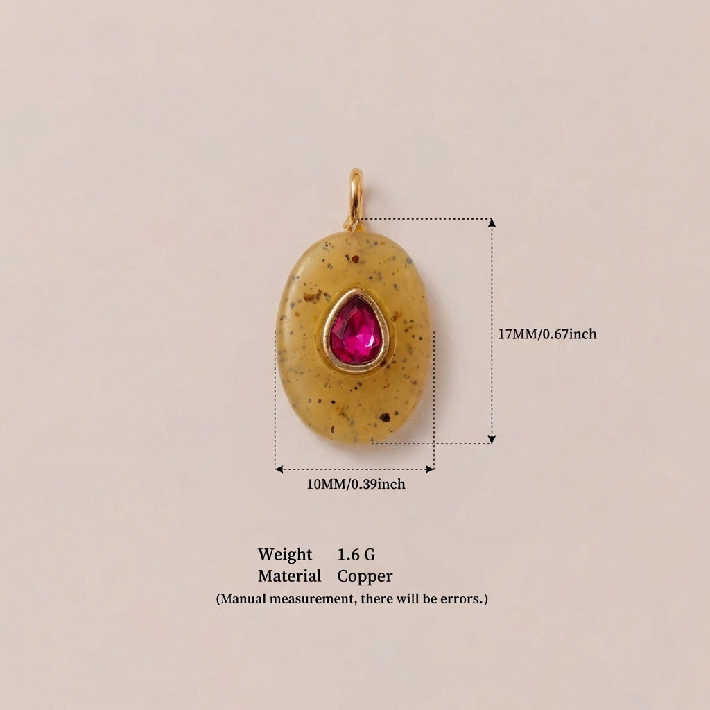 Colorful Birthstone Cubic Zirconia Round Square Glass Plated Brass DIY Charm Bar Pendant