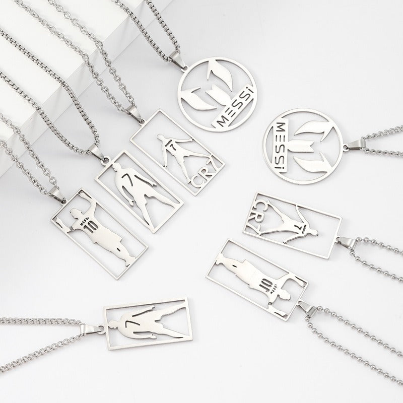 Hip-hop Streetwear Polished Titanium Steel Round Geometric Pendant Necklace for Men