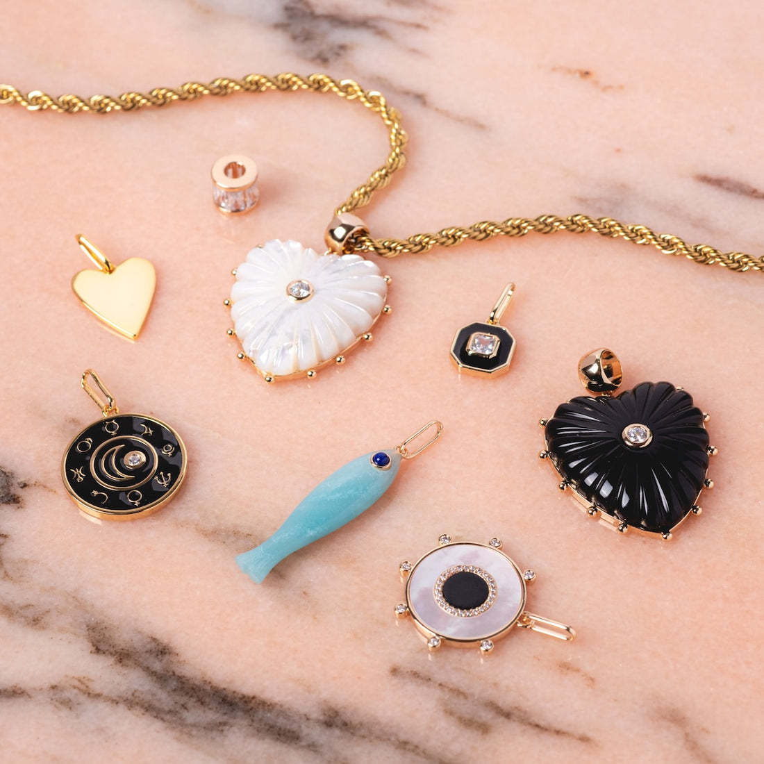Vintage Heart Round Drip Oil Titanium Steel Necklace for Women