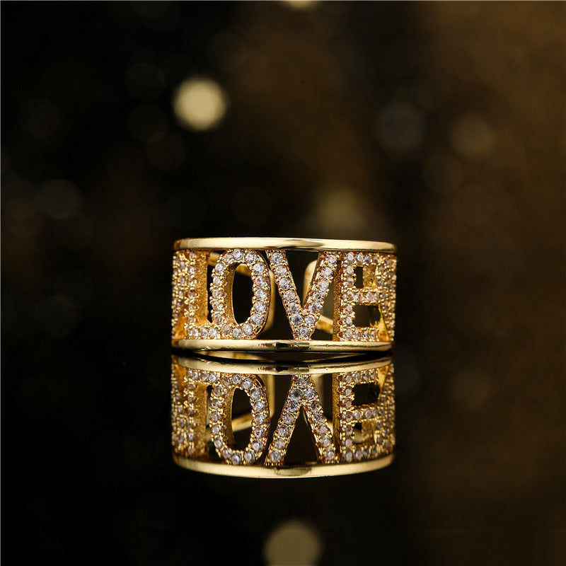 Sweet 18K Gold Plated Geometric Star Brass Ring with Micro-Inlay