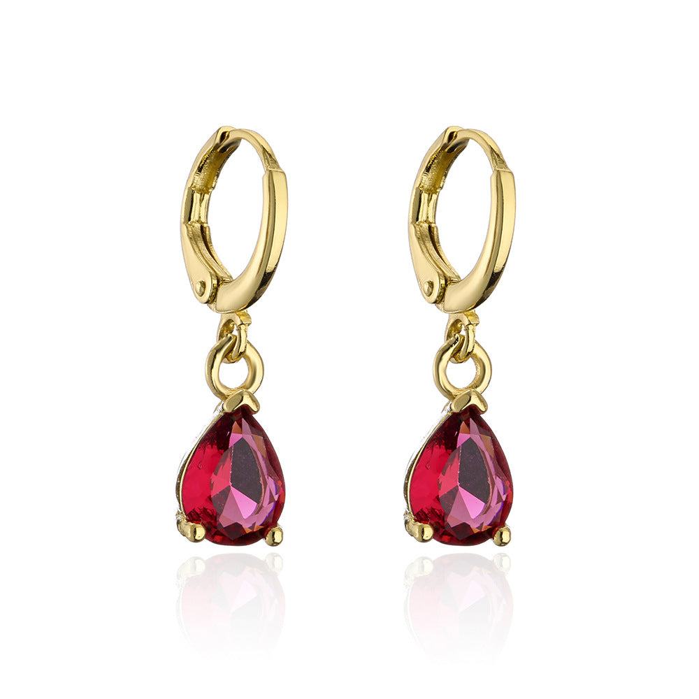Vintage Geometric Dangle Earrings in Copper with Real Gold Plating and Micro-Pavé Zirconia for Women