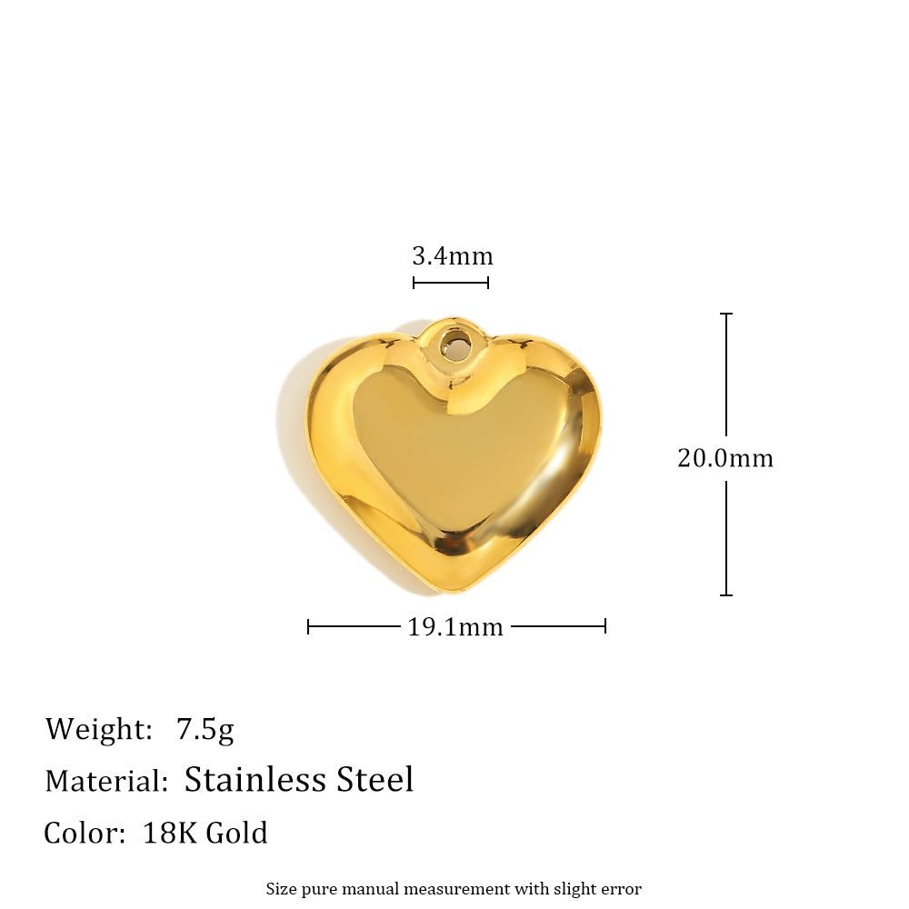 18K Gold Plated Stainless Steel Heart Pendant with Floral Rhinestone Charm Bar for Women