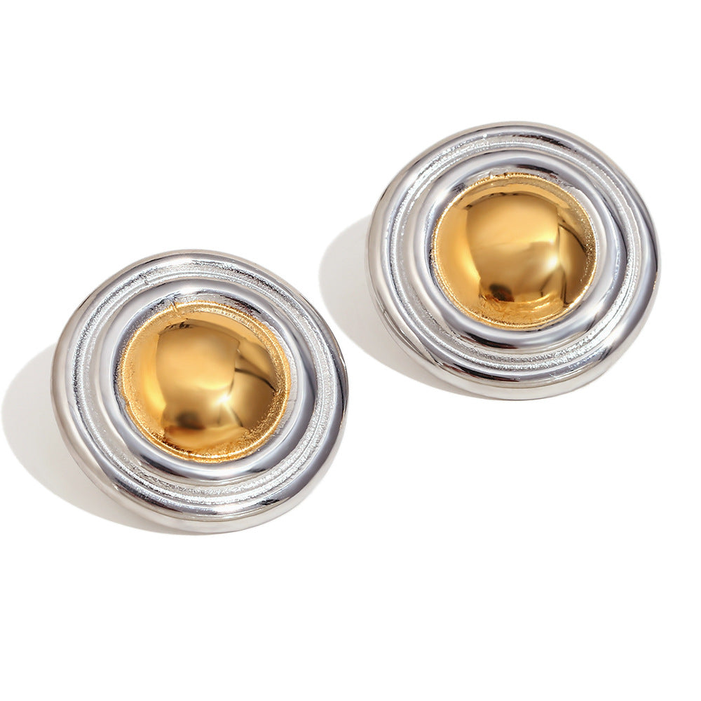 Pendientes de aro geométricos de acero inoxidable chapados en oro de 18 quilates estilo OL para mujer