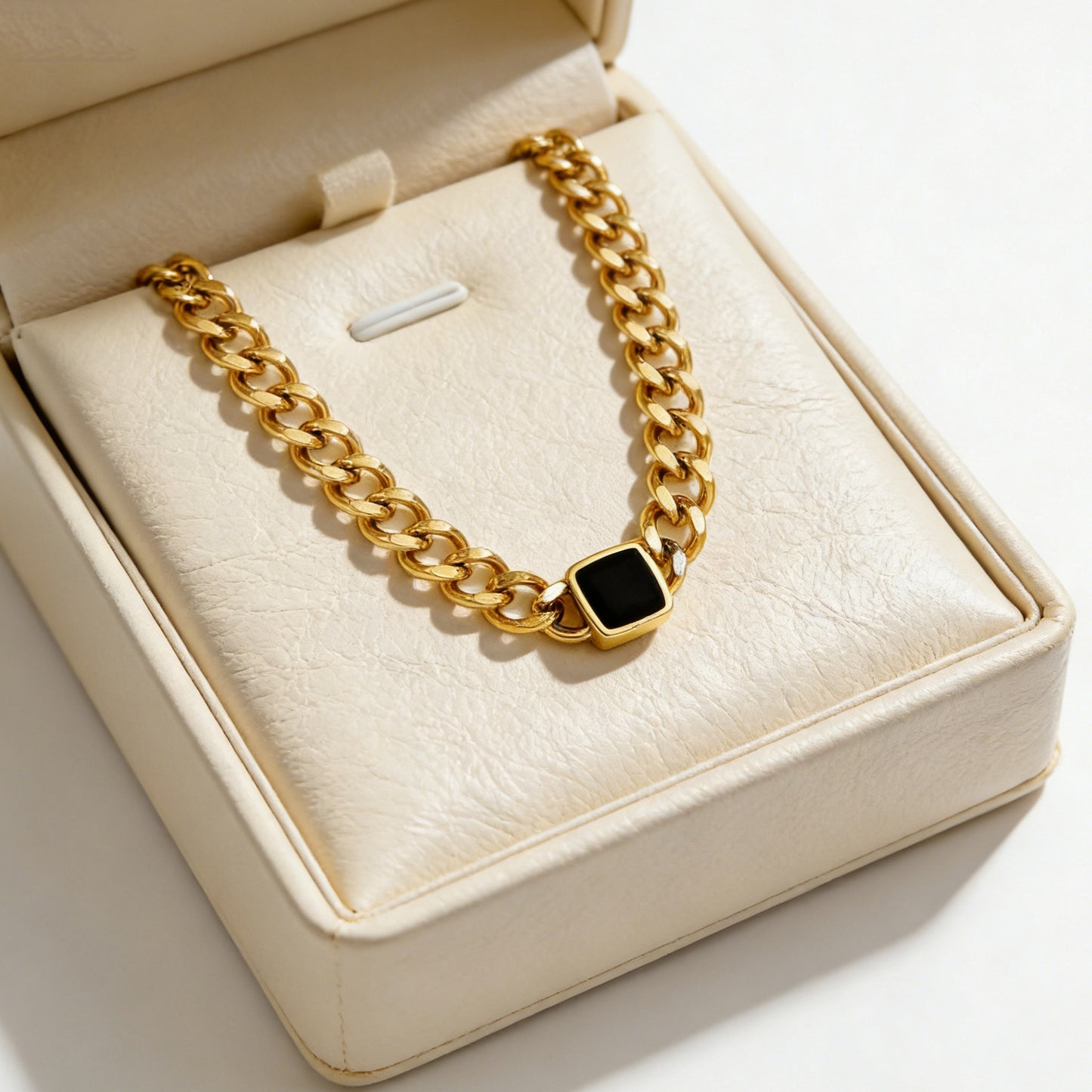 Hip-hop 18K Gold PVD Geometric Stainless Steel Cuban Link Chain Necklace and Bracelet Set