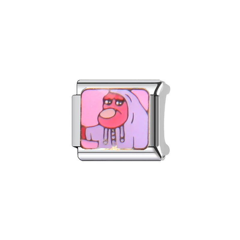 Sweet Cartoon Plated Stainless Steel DIY Charm Bar Bracelet Unisex