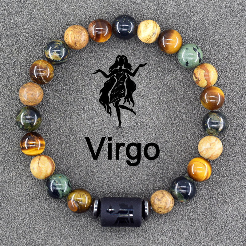 Classic Unisex Natural Stone Zodiac Beaded Bracelet