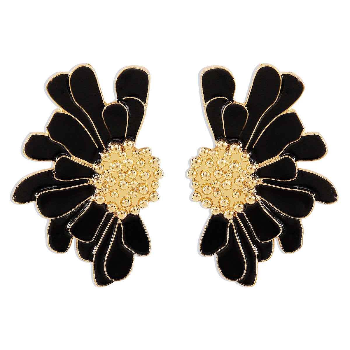 E8418 Pendientes de Aleación Florales Geométricos para Mujer Estilo Vintage Dulce-Genial Joyería Chapada