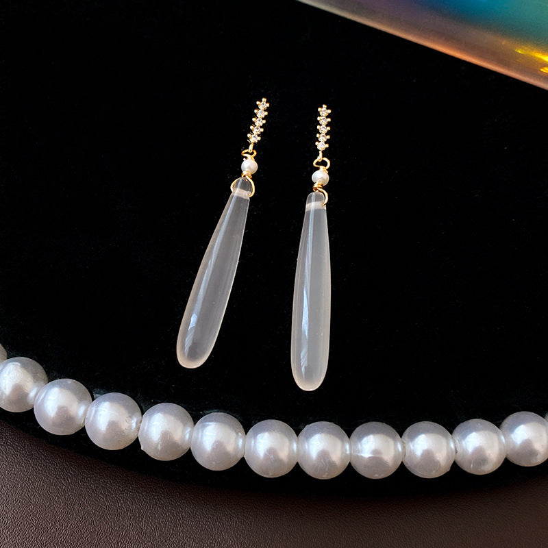 Orecchini a Goccia d'Acqua Eleganti con Zirconi e Perni in Acciaio Inossidabile, Gioielli di Moda in Stile Lusso Minimalista per Donne