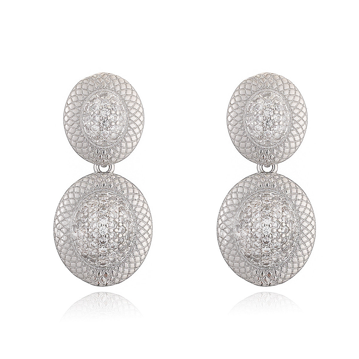 Vintage Geometric Earrings for Women Made of Brass with 18K Gold Plating and Micro-Paved Zirconia, Minimalist Luxury Design