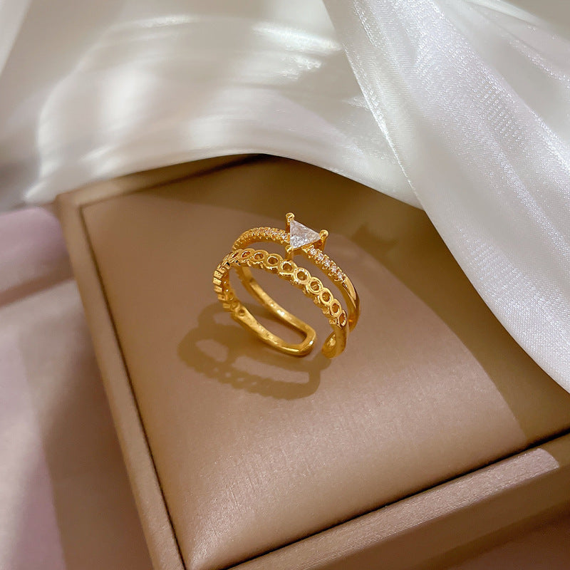 Anello in ottone a forma di corona in stile Kawaii con placcatura in oro e fascia aperta regolabile da donna
