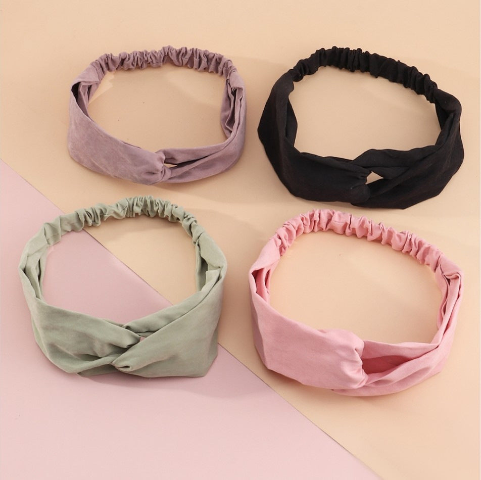 Simpatico set di cerchietti per capelli a forma di U in raso per bambini – Collezione di fasce morbide ed elastiche con design a croce per lavaggio e trucco
