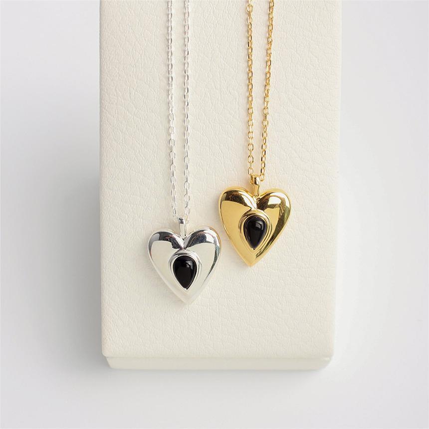Minimalist Heart Pendant Necklace in 925 Sterling Silver with Plated Finish, Delicate Cross Chain, Fresh and Sweet Style
