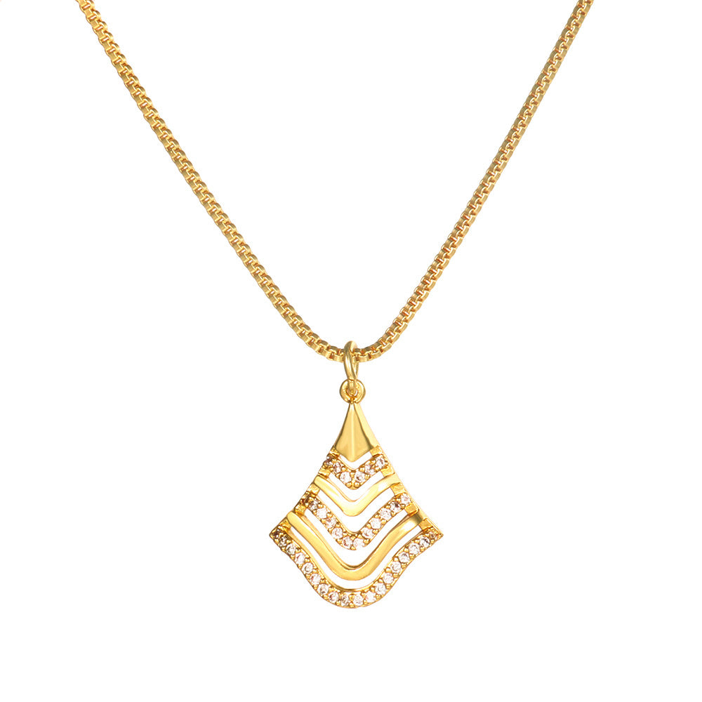 Brass Cubic Zirconia Butterfly Cross Dragonfly Heart Moon Pendant Necklace for Women with Box Chain