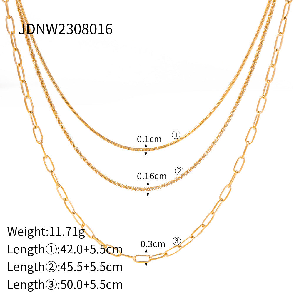 Collana da donna minimalista geometrica in acciaio al titanio placcato con dettagli sottili in acciaio inossidabile catena clavicola