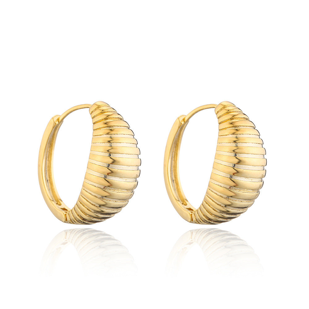 Orecchini vintage minimalisti geometrici rotondi in ottone con placcatura in oro 14 carati e aghi in argento sterling 925