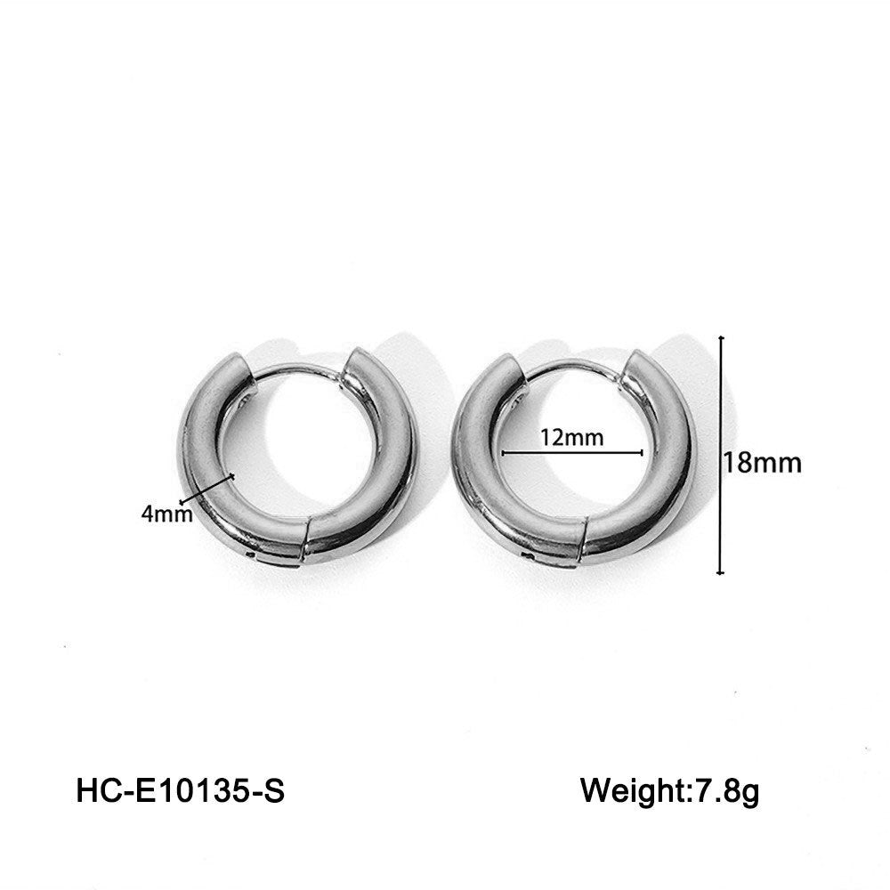 INS-Inspired Geometric Hoop Earrings in Titanium Steel with 18K Gold Plating for Women