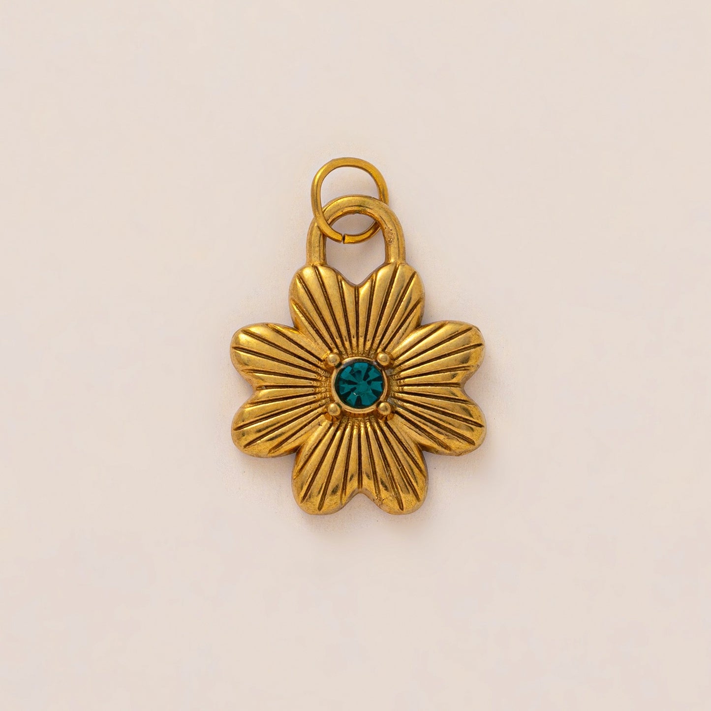 Vintage 18K Gold Plated Stainless Steel Gemstone Inlay Sunflower Palm Tree Star Animal Charm Bar