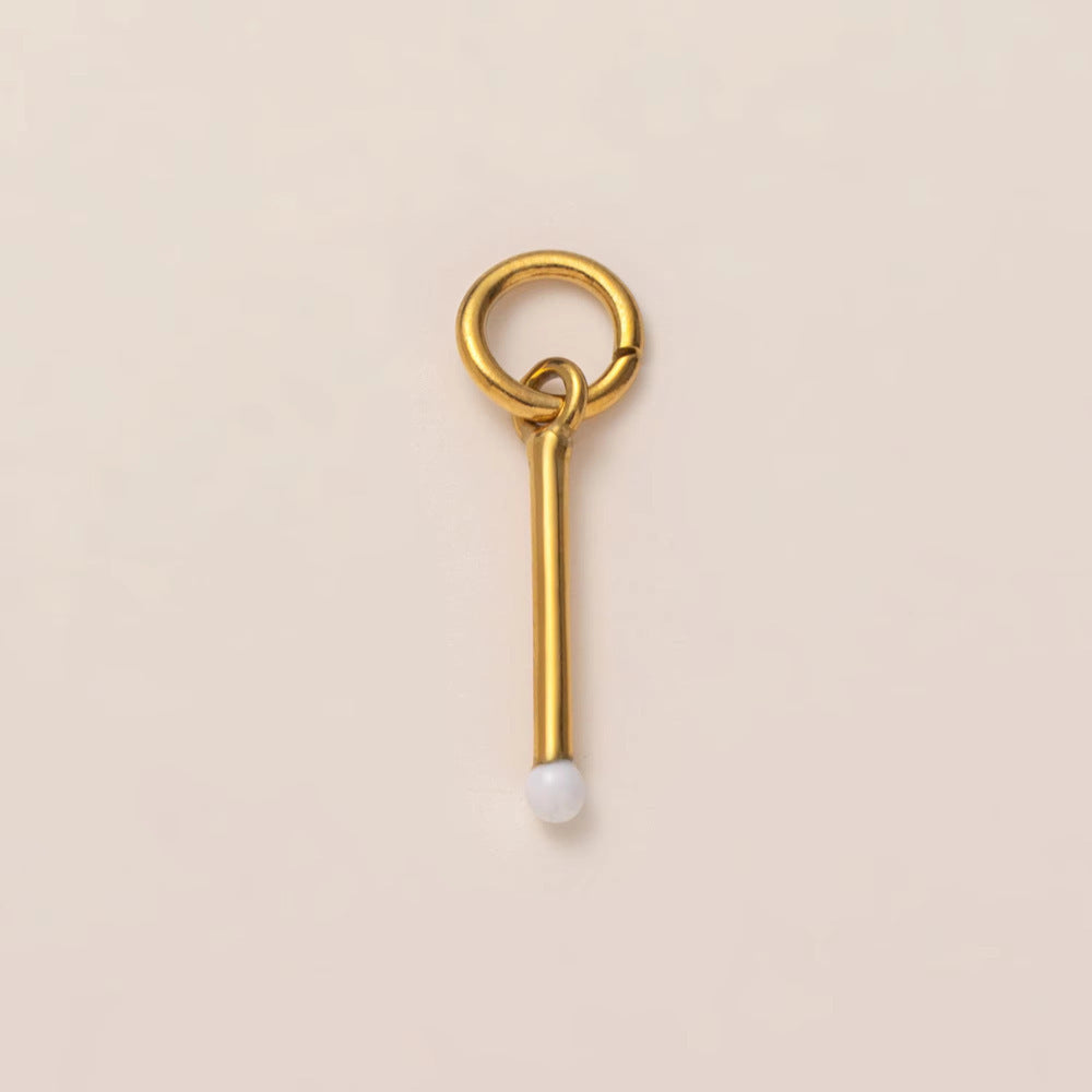Vintage 18K Gold Plated Stainless Steel Geometric Floral Charm Bar