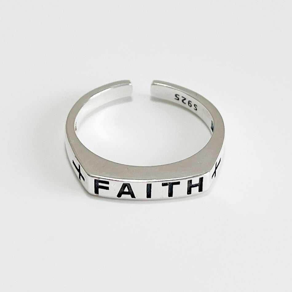 Minimalist 925 Sterling Silver Square Cross Inlay Ring for Women