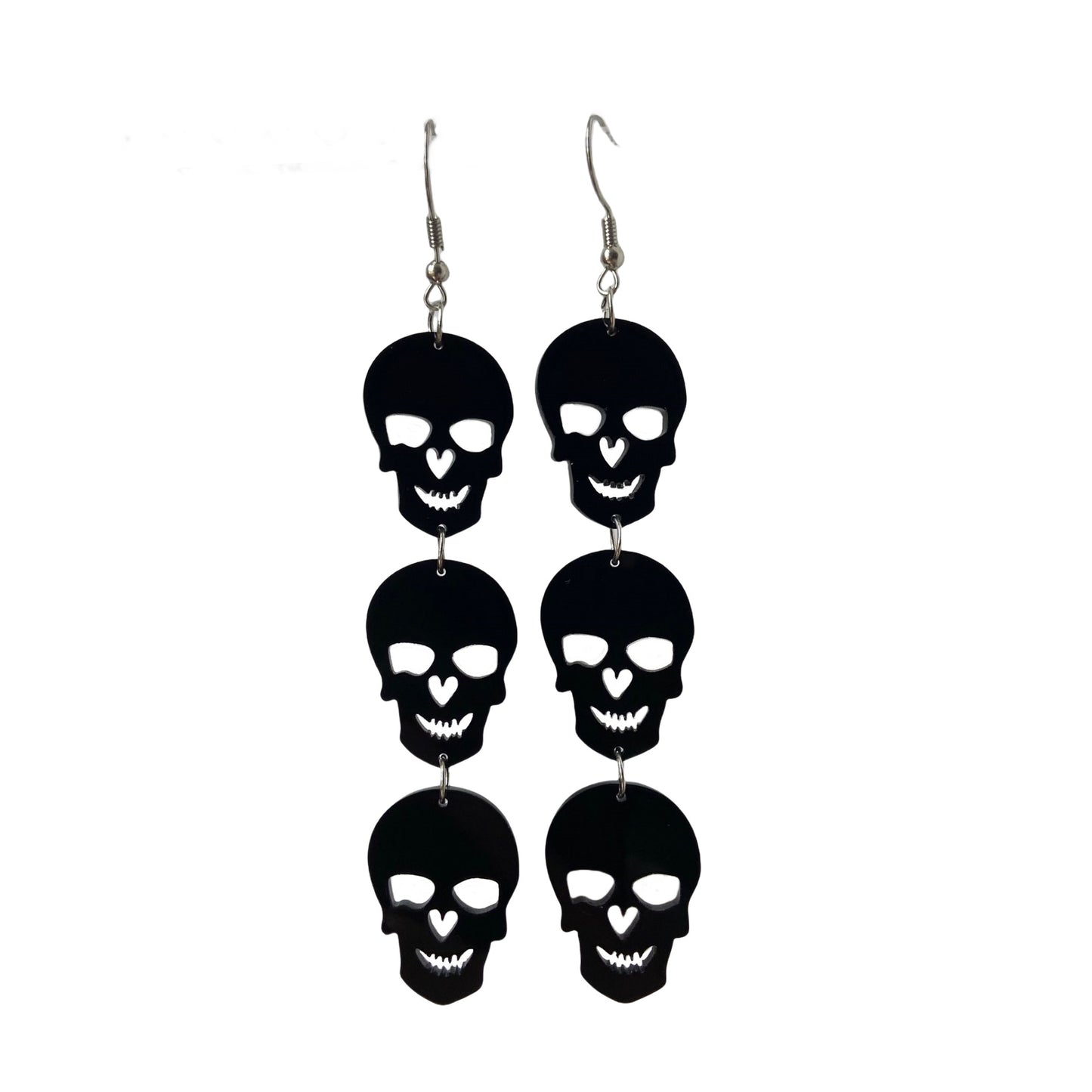 Pendientes góticos de Halloween con diseño de murciélago, telaraña, fantasma y calavera, diseño recortado de acrílico para mujer