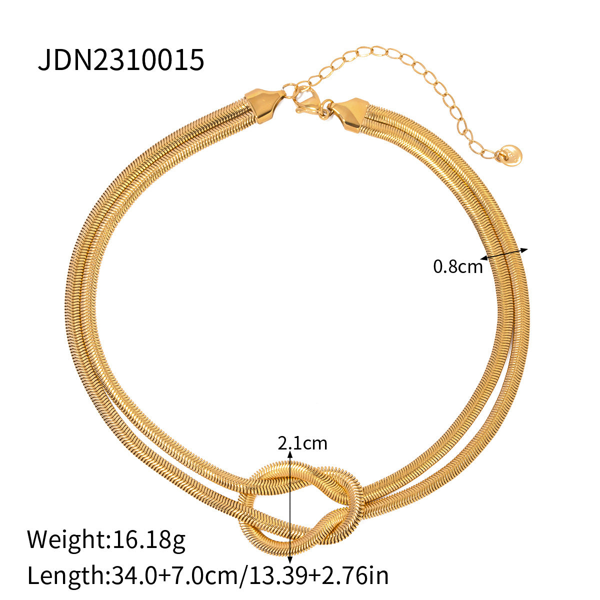Minimalist Geometric Knot Pendant Necklace in Titanium Steel with Gold Plating on Stainless Steel Snake Chain for Women