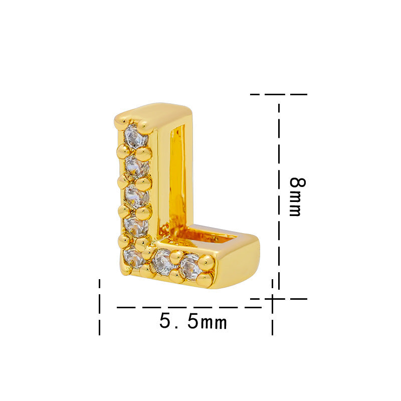 Collana con Ciondolo a Lettera Minimalista da Donna in Acciaio al Titanio con Placcatura in Oro 18K e Strass su Catena O-Ring