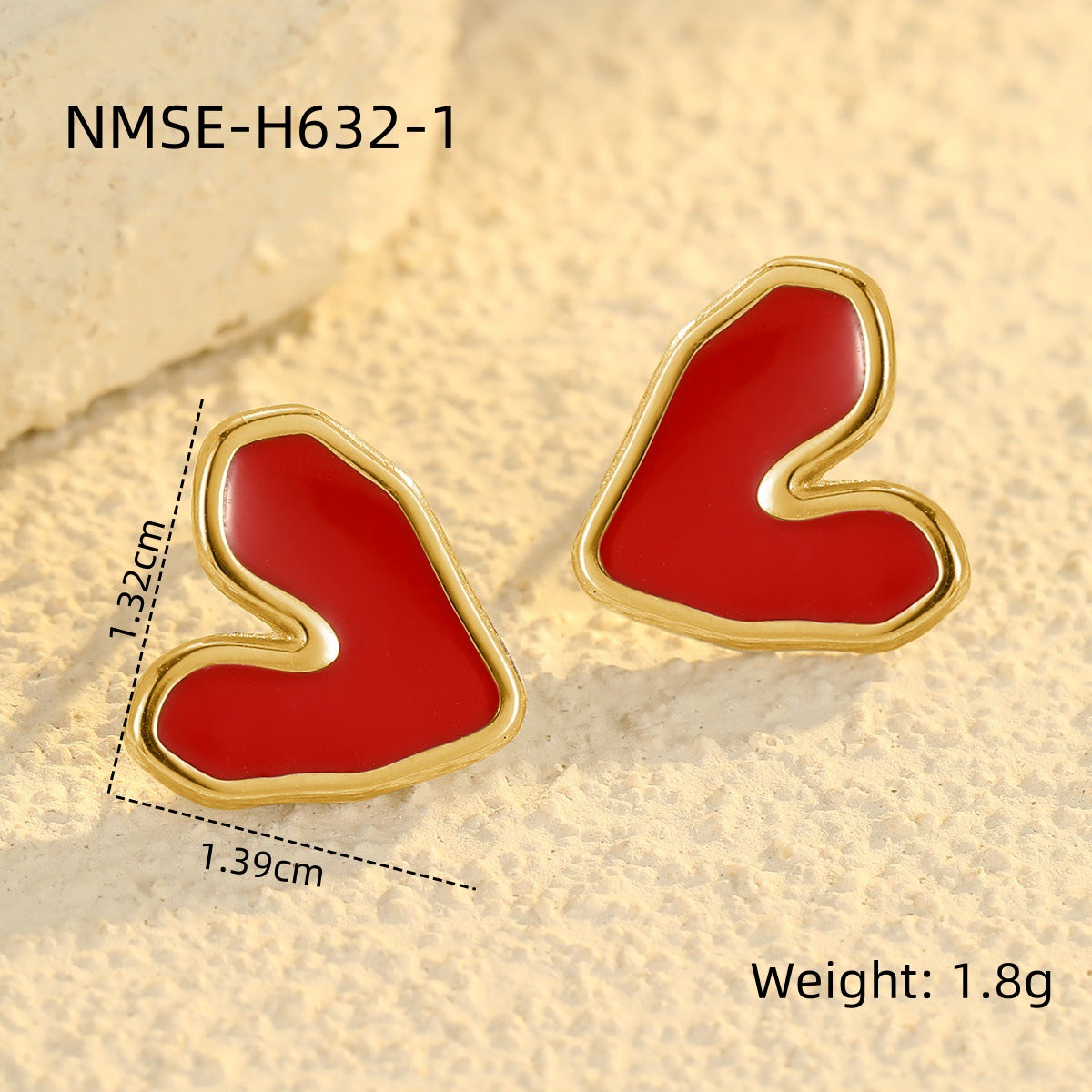 Pendientes de acero inoxidable en forma de corazón irregular de inspiración vintage con baño de oro para mujer